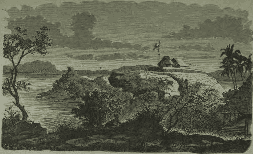 Ilustrasi Benteng Tapanoeli di Pulau Poncan Ketek, 1878